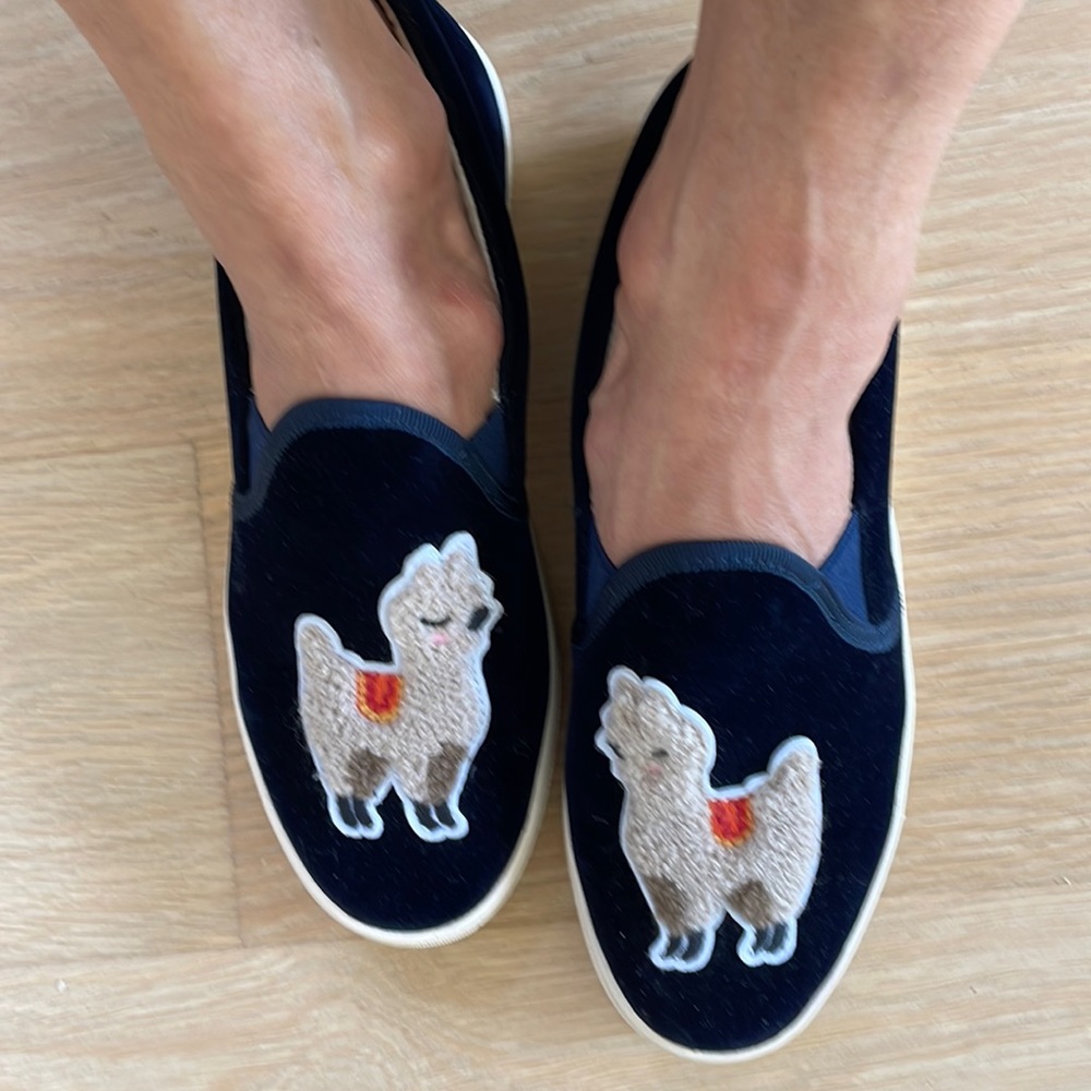 Soludos Llama velvet slip ons